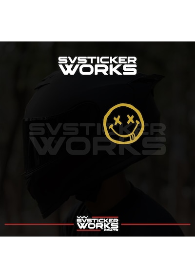 Smile Yazılı Kask Sticker Tüm Kasklar Uyumlu Tek Yön 1 Adet Altın