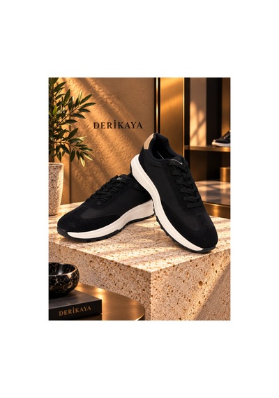 Derikaya Erkek Bağcıklı Kontrast Tabanlı Günlük Sneaker siyah