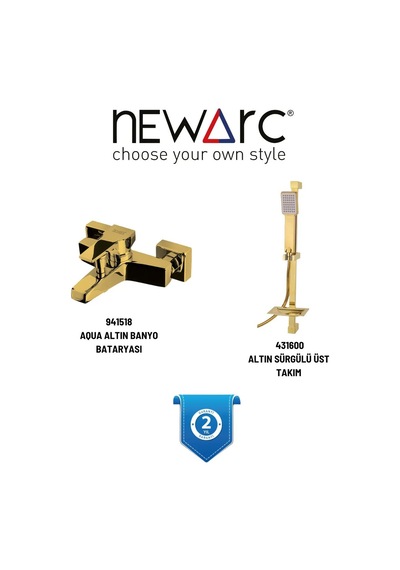 Newarc Aqua 941518 Banyo Bataryası + 431600 Sürgülü Üst Takım Altın