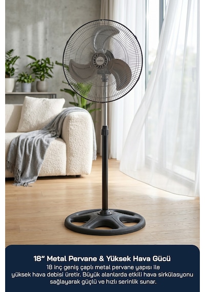 Sinbo Sf-6790 Vantilatör 18 İnç 90w 3 Ü 1 Arada Ayaklı Duvar Tipi Güçlü Fan