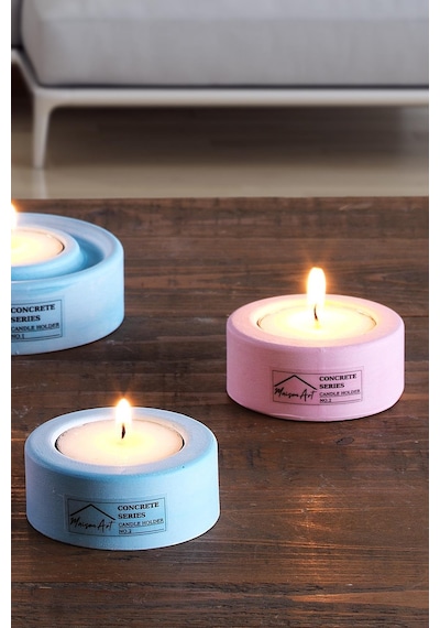 Holder | 4'Lü Set Mumluk | Tea Light Mumluk Seti | Pembe-Mavi