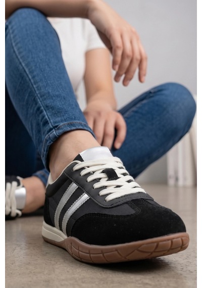Asorti Unisex Siyah Süet Detaylı Retro Sneaker - Klasik Kauçuk Tabanlı Günlük Spor Ayakkabı Asorti Unisex Siyah Süet Detaylı Retro Sneaker - Klasik Kauçuk Tabanlı Günlük Spor Ayakkabı