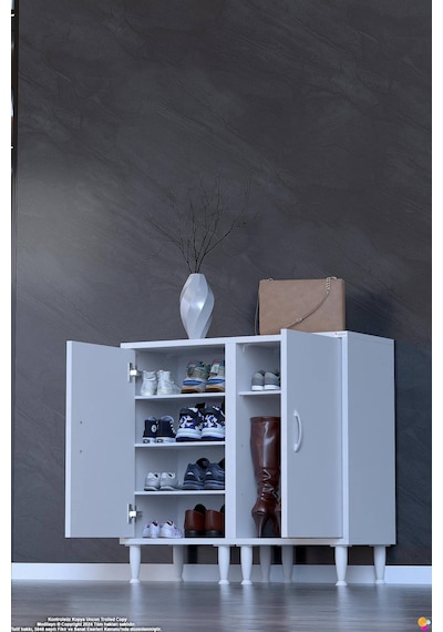 Modilayn Alba Ayakkabılık - Kapaklı 4 Raf 6 Bölmeli Dar Alanlar İçin Çok Amaçlı Dolap 100 Cm Beyaz Modilayn Alba Ayakkabılık - Kapaklı 4 Raf 6 Bölmeli Dar Alanlar İçin Çok Amaçlı Dolap 100 Cm Beyaz