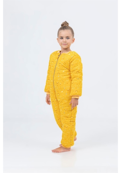 Cantoy Kız Erkek Çocuk Kalın Elyaf Dolgulu Premium Kalite 2.5 Tog Desenli Uyku Tulumu Sarı