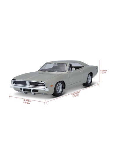 Maisto Lisanslı Metal Dodge Charger R/t 1969 1:25 Kapısı Ve Kaputu Açılabilir Oyuncak Model Araba Gri