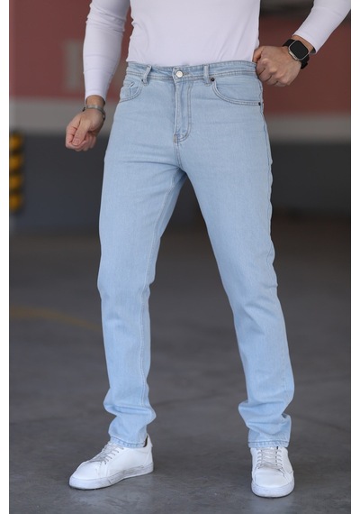 Myrab Denim Siyah Erkek Regular Fit Rahat Kesim Jean Pantolon Buz Mavi