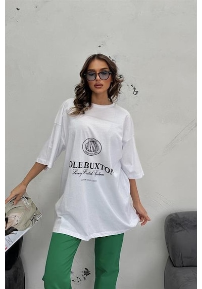Moderie Butik Nicoline Baskılı Pantolon Takım 9473-10 Beyaz