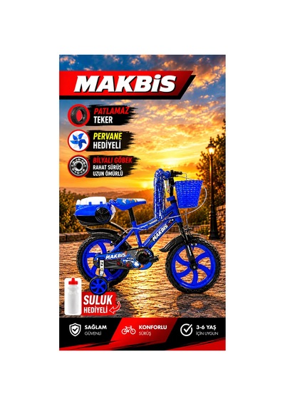 15 Jant Mavi Çocuk Bisikleti Suluklu 2026 Yeni Sezon 3-6 Yaş Mavi - 920698783 Mavi