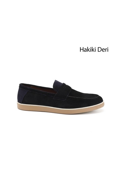 Gönderi(R) Gönderi R Lacivert Süet Hakiki Deri Loafer Ayakkabı Lacivert