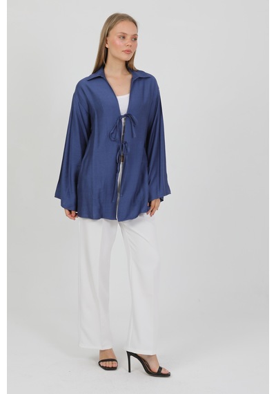 Doğal Viskon Kumaş Cepli Bağcıklı Kadın Kimono 1167 Hafif, Dökümlü, Akışkan, Yazlık Model İndigo Doğal Viskon Kumaş Cepli Bağcıklı Kadın Kimono 1167 Hafif, Dökümlü, Akışkan, Yazlık Model İndigo