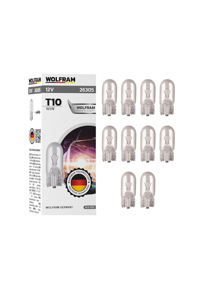 Wolfram Ampul 12v 5 Watt T10 Büyük Dipsiz 10 Adet
