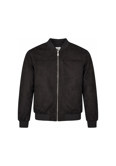 Plus Scorpion Erkek Süet Mont Ceket Fermuarlı, Bomber Kesim, Slim Fit Siyah