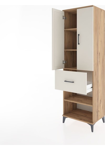 Hyperion Dolap 4 Raflı Tek Çekmeceli 2 Kapaklı 60x44x195 Çam-aytaşı Atlas Çam