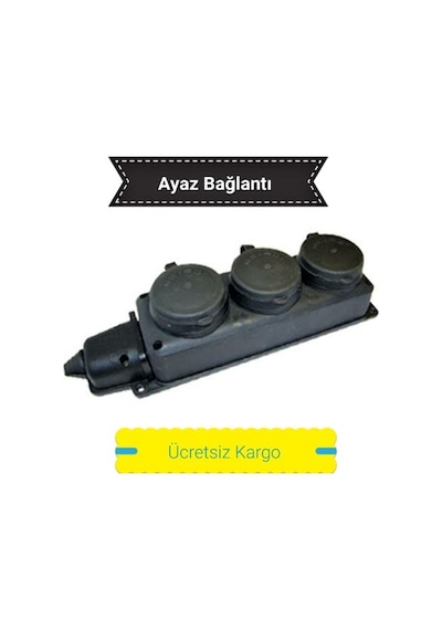 Ne-Ad Kauçuk 1X16A Kapaklı 3’Lü (Üçlü) Grup Priz Siyah