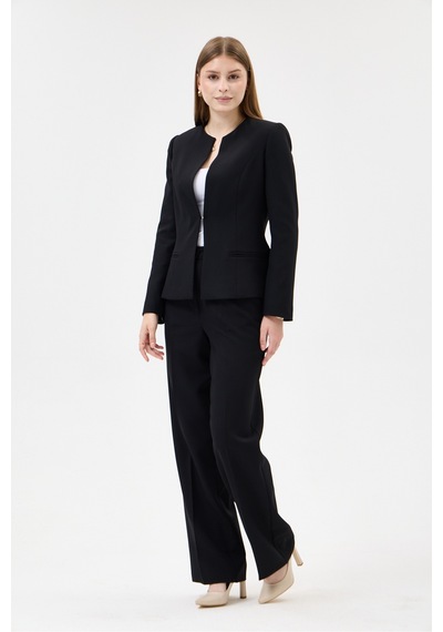 Velnara Moda Siyah Klasik Kadın Takım Elbise-sıfır Yaka Ceket & Boru Paça Cepli Pantolon Siyah - 927010459 Siyah Velnara Moda Siyah Klasik Kadın Takım Elbise-sıfır Yaka Ceket & Boru Paça Cepli Pantolon Siyah - 927010459 Siyah