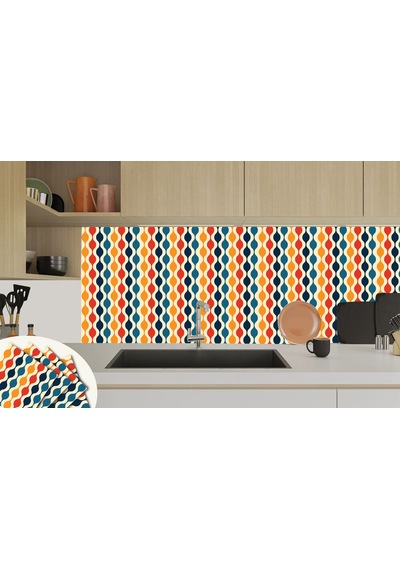 Tink KENDİNDEN YAPIŞKANLI RENKLİ DALGA DESENLİ PVC KARO 30X30 CM