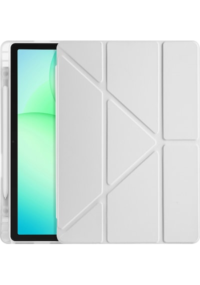 Galaxy Uyumlu  Tab A11 Plus Kılıf Frm Tri Folding Kalem Bölmeli Standlı Kılıf - Siyah Kapaklı Kılıf