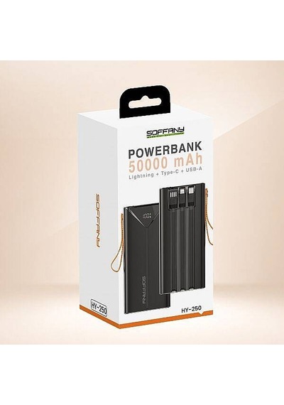Hy-250 50.000 Mah Powerbank 22.5w Type-c + Lightning + Usb-a Çı Siyah