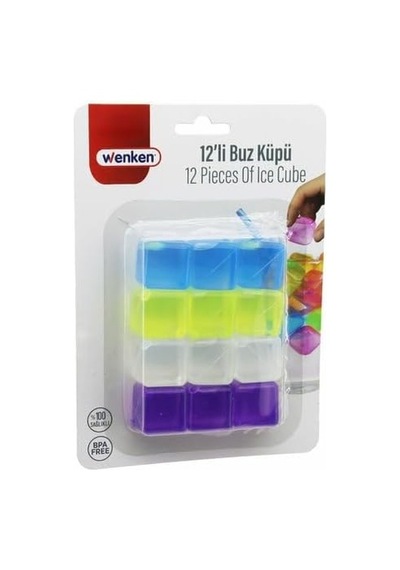 Wenken Renkli Plastik Buz Küpleri, Su Dolu, 12 Parça, 2.5 Cm³, Bpa İçermez Çok Renkli