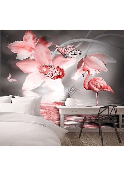 Flamingo Ve Kelebekler Duvar Kağıdı