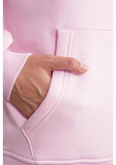 Mixray 2022 Unisex 3iplik Basic Polarlı Kapüşonlu Sweatshirt Hoodie Pembe
