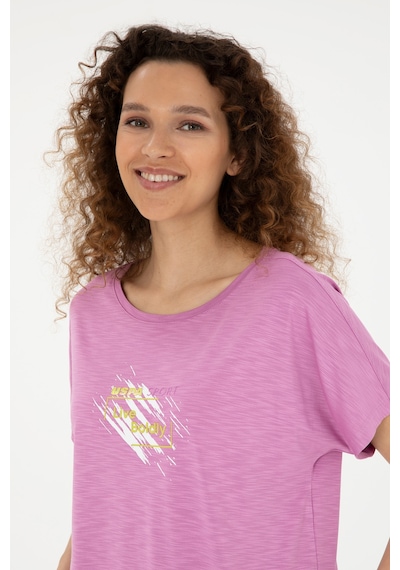 U.S. Polo Assn.  Kadın Pembe Bisiklet Yaka Tişört 50284355-VR037