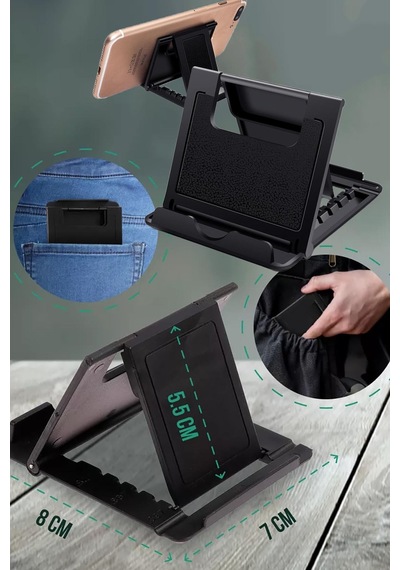Masa Üstü Tablet Standı Telefon Standı Fold Stand Siyah Portatif Tasarım Stand