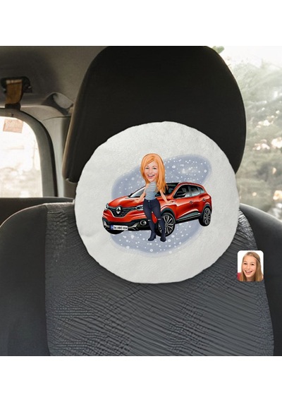 Kişiye Özel Plakalı Kadın Renault Kadjar Karikatürlü Yuvarlak Ara (503989095)