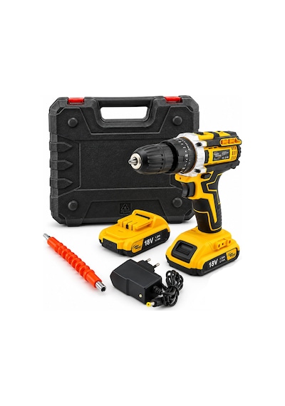Sarı 1850 Rpm Stanlıy-cordless 18w Şarjlı Matkap Seti Çantalı Yedek Batarya Ats1402 5673