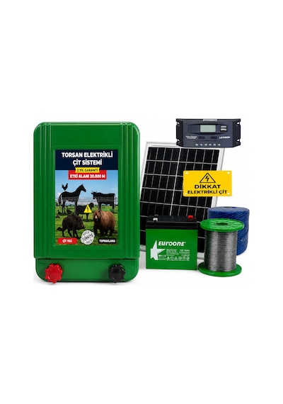 Torsan Güneş Panelli Pro Plus 2000a Elektrikli Çit Sistemi Domuz - Ayı Kovucu 2000mt
