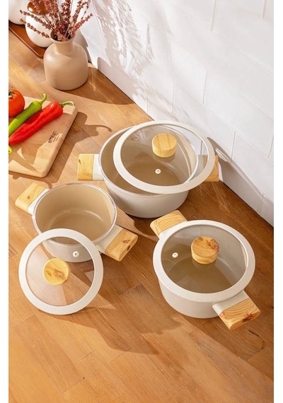 Emsan Swiss Cyrstal Midi Set 6 Parça Krem Bej