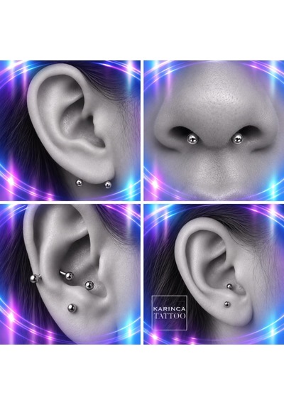 Titanyum Piercing Kaş Rook Kulak Anti Tragus Snug Daith Surface Forward Helix Flat Nipple Conch Angel Bites Septum Vertical Labret çok renkli