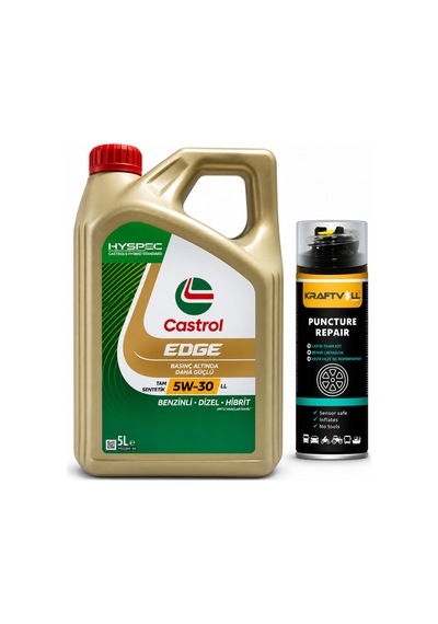 Castrol Edge Motor Yağı 5w-30 5 L + Lastik Tamir Kiti 400 ML