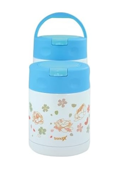 Çelik İçli Termos 350 Ml Mavi Çelik Kaşık İle Tx-6129 Açık Beyaz