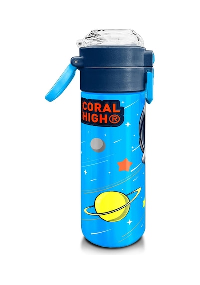 Coral High Kids Lacivert Mavi Astronot Desenli Pipetli Ve Direkt İçim Çelik Termos 500 Ml 31804 Mavi