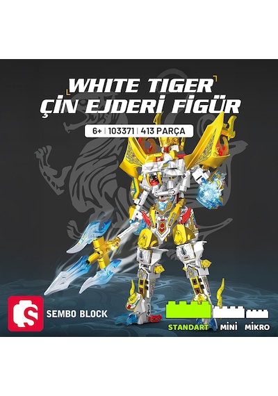 White Tiger Çin Ejderi Figür Yapı Bloğu Seti