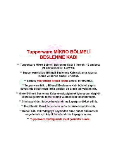 Tupperware Mikrodalga Bölmeli 1 L Saklama Kabı Mavi