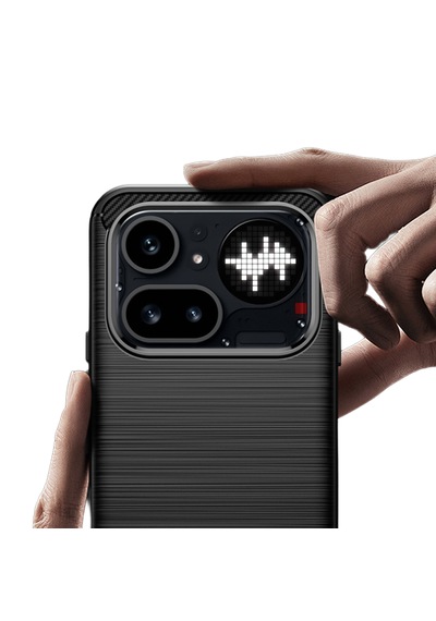 Microcase Nothing Phone 4a Pro İle Uyumlu Brushed Carbon Fiber Silikon Kılıf - Siyah Al3332