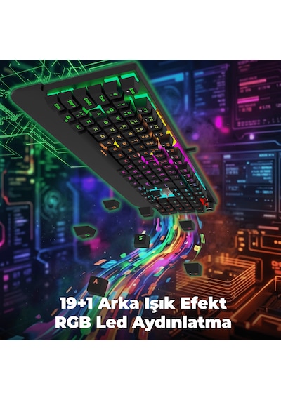 Ikg-458 Rgb Mekanik Gaming Klavye Red Switch Bilek Destekli Anti-ghosting Multimedya Tuşlu