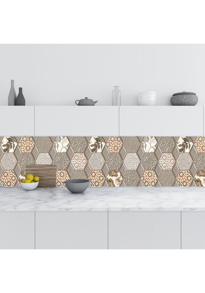 Tezgah Arası Folyo Kaplama Folyosu Altıgen Rustik Desen 60x300 Cm Diğer