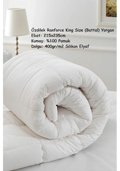 Özdilek Ranforce Battal Boy Çift Kişilik King Size Yorgan-beyaz