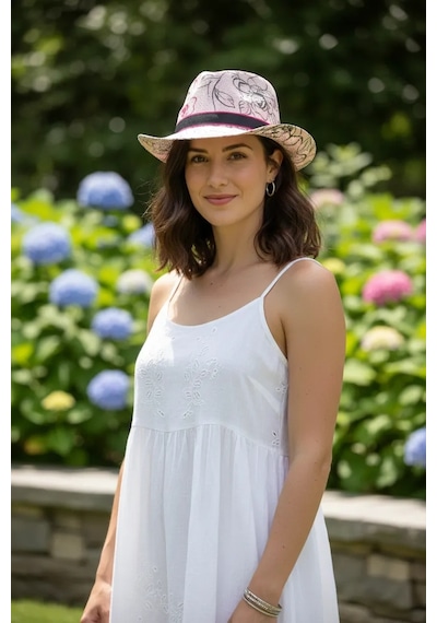 Bay Şapkacı Desenli Kadın Kovboy Şapka 6222 Pembe