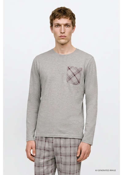 Ac&Co / Altınyıldız Classics Erkek Grı Melanj 2'li Pamuklu Yumuşak Dokulu Standart Fit Bisiklet Yaka Ekose Desenli Pijama Takımı Gri Melanj Ac&Co / Altınyıldız Classics Erkek Grı Melanj 2'li Pamuklu Yumuşak Dokulu Standart Fit Bisiklet Yaka Ekose Desenli Pijama Takımı Gri Melanj
