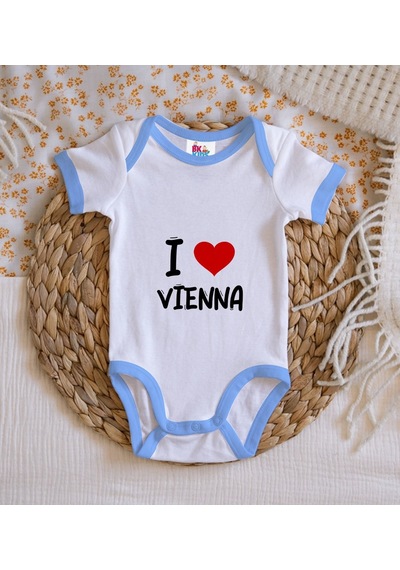 Bk Kids I Love Vienna Tasarımlı Mavi Bebek Body Zıbın - Model 1 0-3 Ay