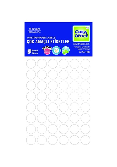 Creatiket 1196 Ofis/çok Amaçlı Etiketler, 12 Çap Renksiz Boş Etiket Genel
