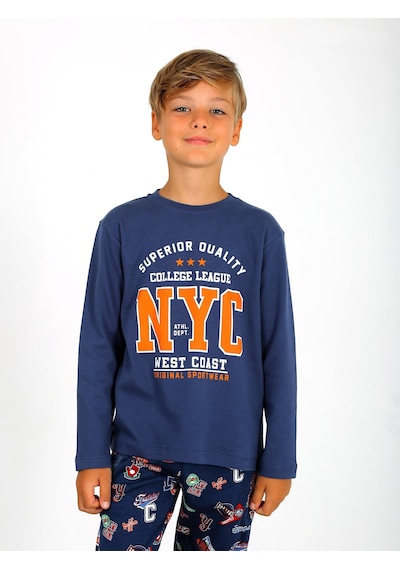 Vitmo Erkek Çocuk Uzun Kollu Pamuklu Pijama Takımı West Coast İndigo