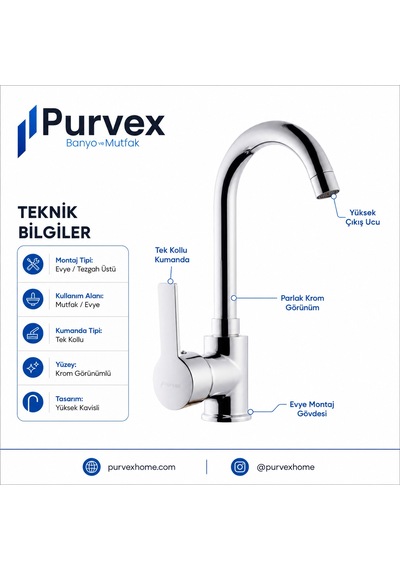 Delta Kuğu Boru Lavabo Bataryası Tek Kollu Banyo Armatürü, Krom