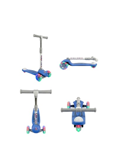 Gtpro Çocuk Scooter Katlanabilir 3+yaş 3tekerli Led Işıklı 50kğ Kapasite Mavi