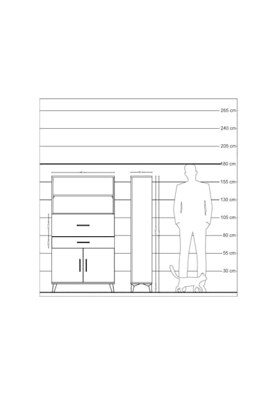 Arges Dolap 3 Raflı 2 Çekmeceli 2 Kapaklı 88x30x163 Antrasit-... Antrasit