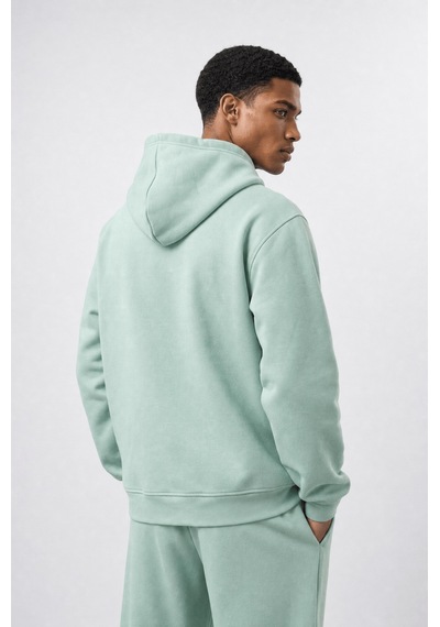 Erkek Respire Basic Oversize Zip Su Yeşili Yeşil